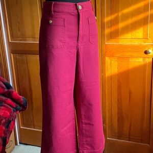 LOFT Women's Wide Leg Pants in Red